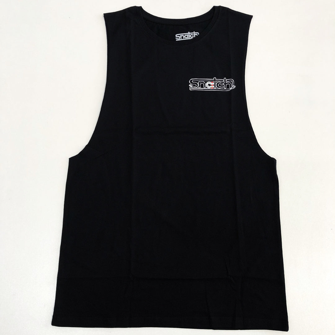 Muscle Top Graphic Print Reelin in the Good Times Black